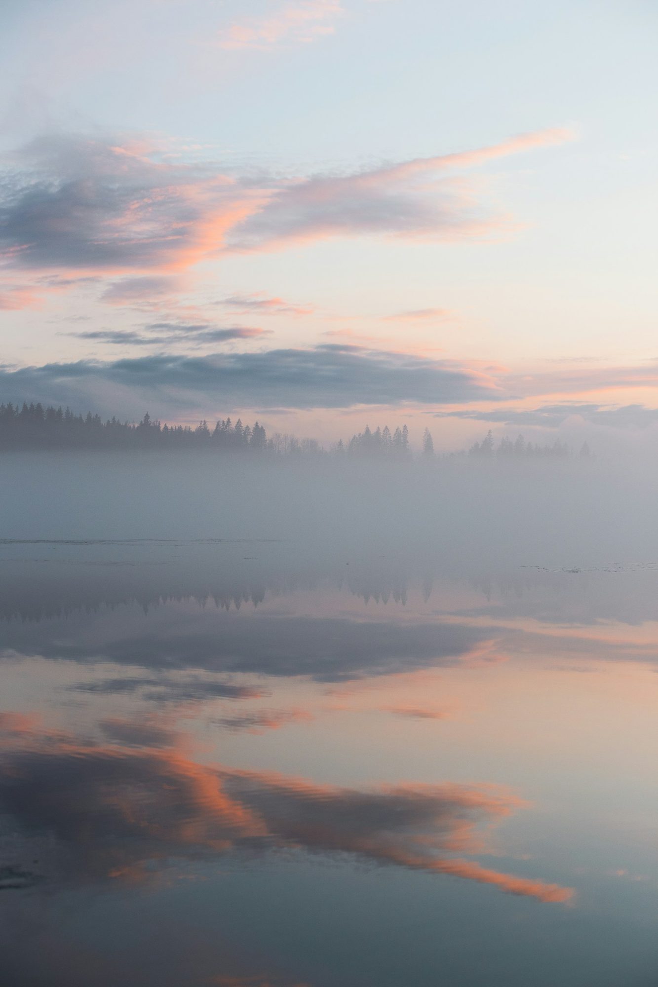 Clouds over a lake